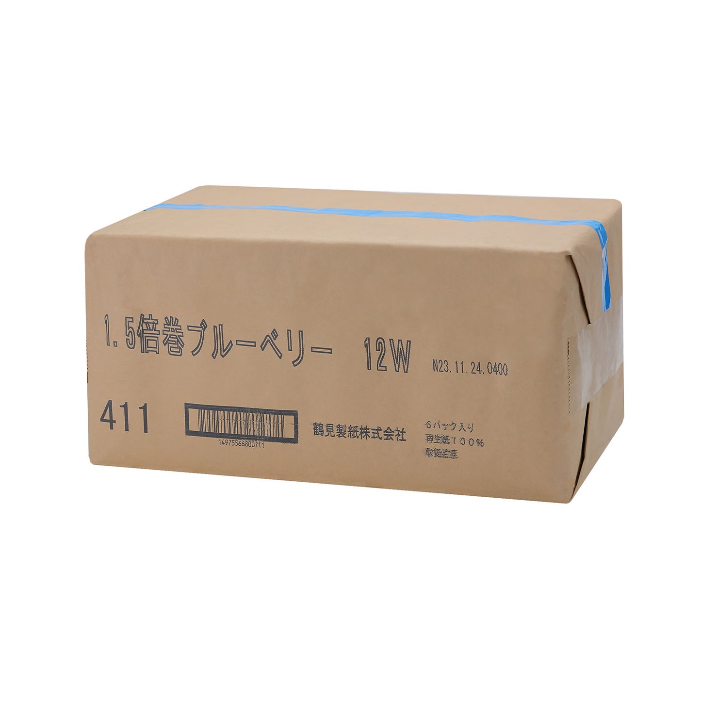 トイレットペーパー ブルーベリー 1.5倍巻き ダブル 12ロール×6パック 芳香タイプ 45m 再生紙100%